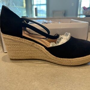 Black Espadrille Wedge Sandals